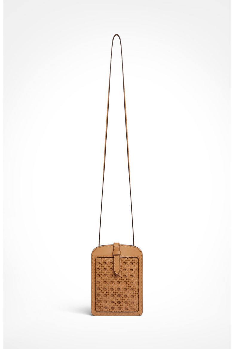 Intreccio Leather Phone Case, Main, color, Walnut