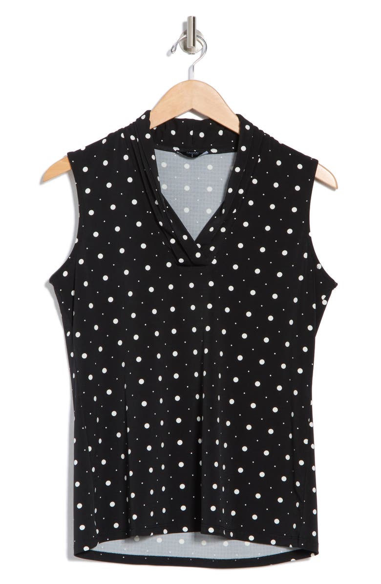 T Tahari Pleated Neck Sleeveless Top, Alternate, color,