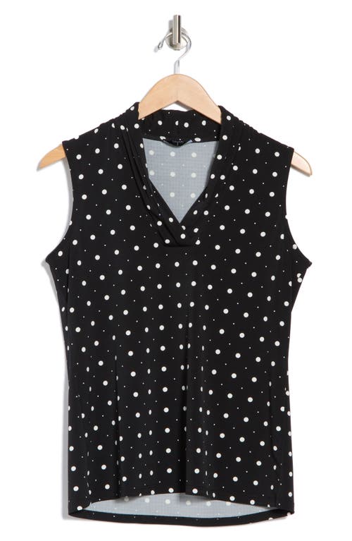 T Tahari Pleated Neck Sleeveless Top In Black