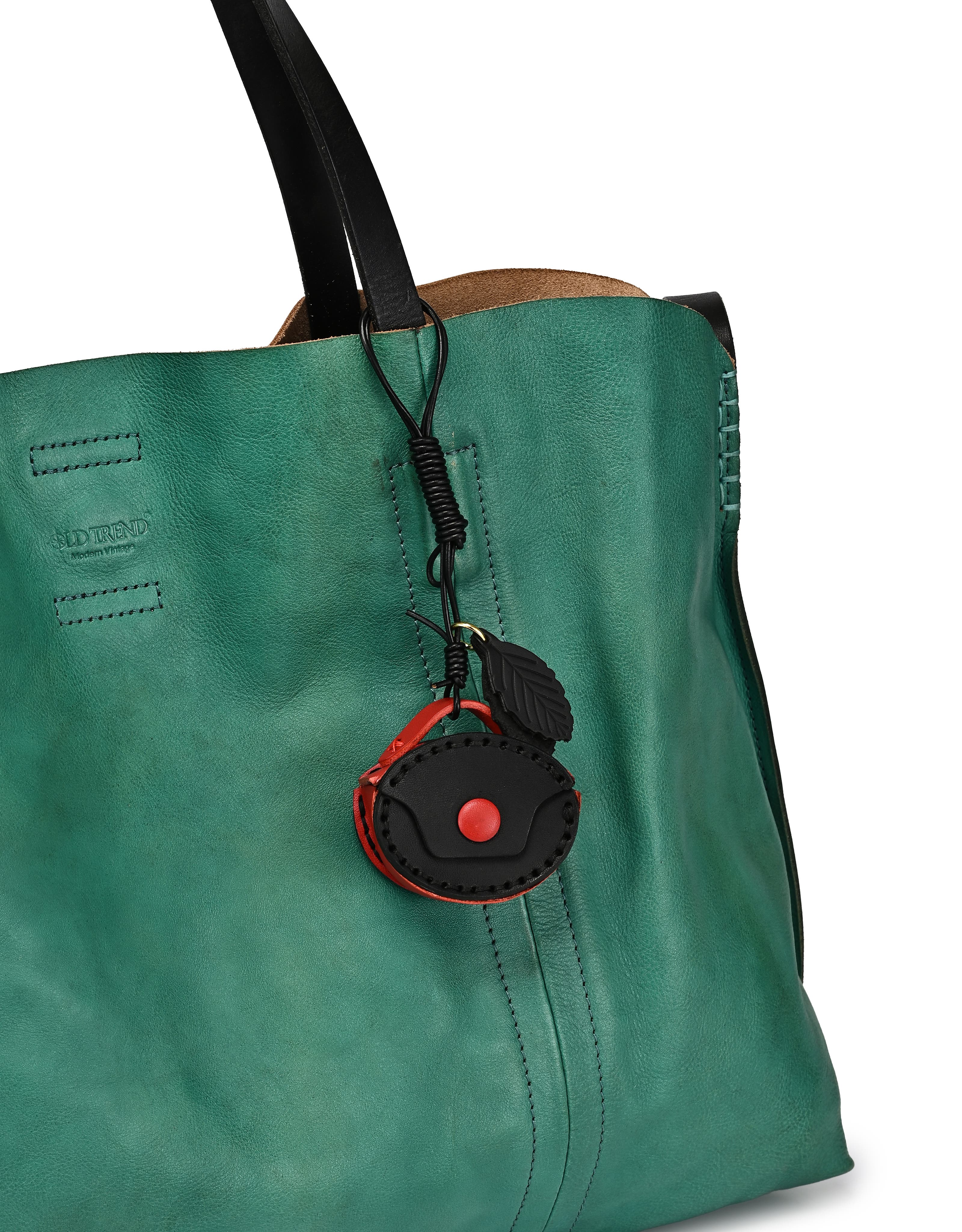 OLD TREND Oval Genuine Leather Two Tone Mini Charm, Alternate, color, Black