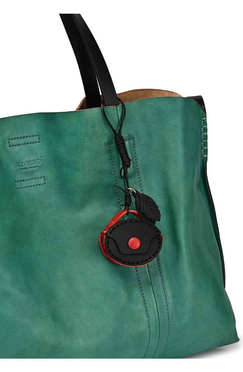 OLD TREND Oval Genuine Leather Two Tone Mini Charm, Alternate, color, Black