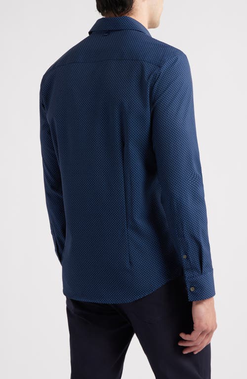 Wrk W.r.k Trim Fit Abstract Cube Print Performance Button-up Shirt