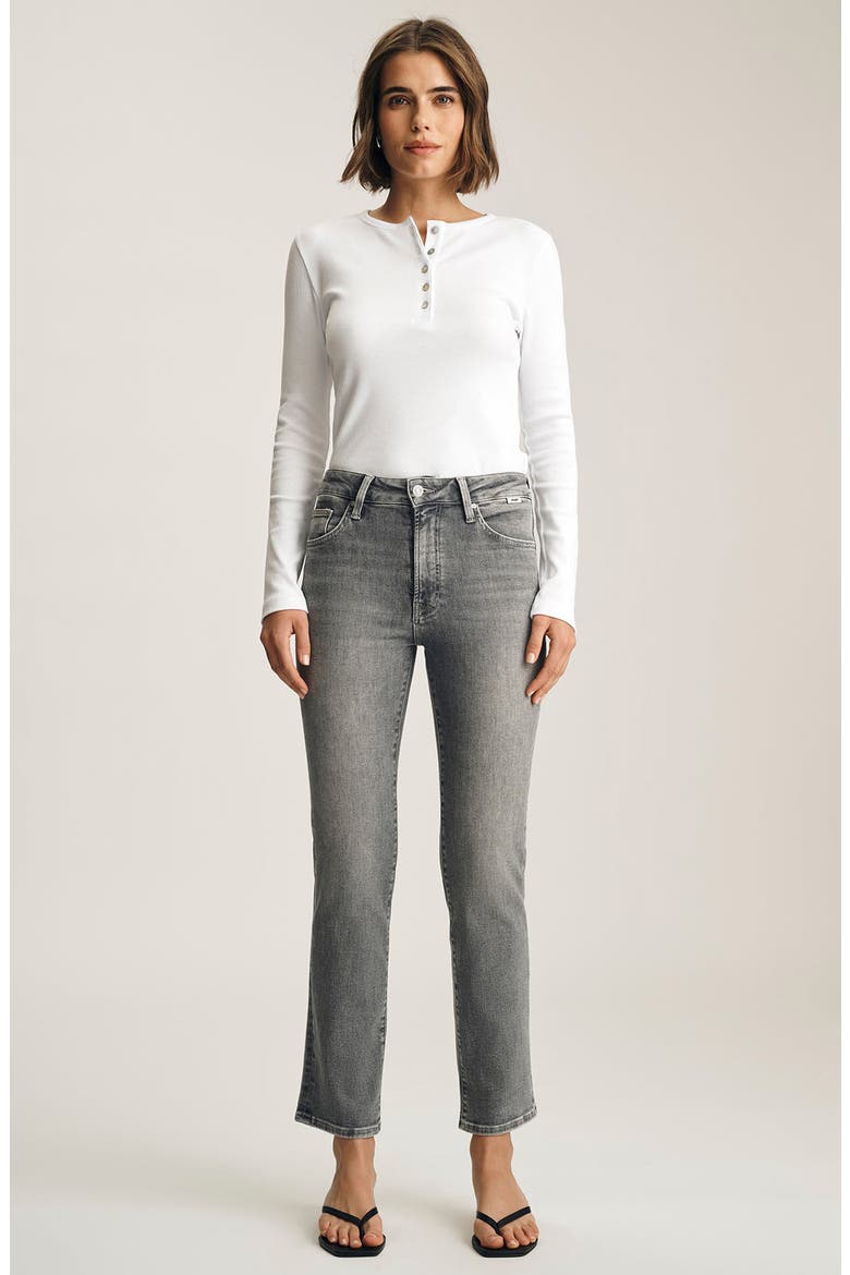 Kendra Mid Rise Straight Leg Jeans, Alternate, color, GREY USED FLEX BLUE