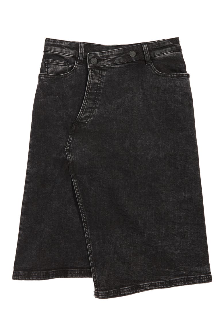 Wrap Denim Skirt, Main, color, ROCK WASH