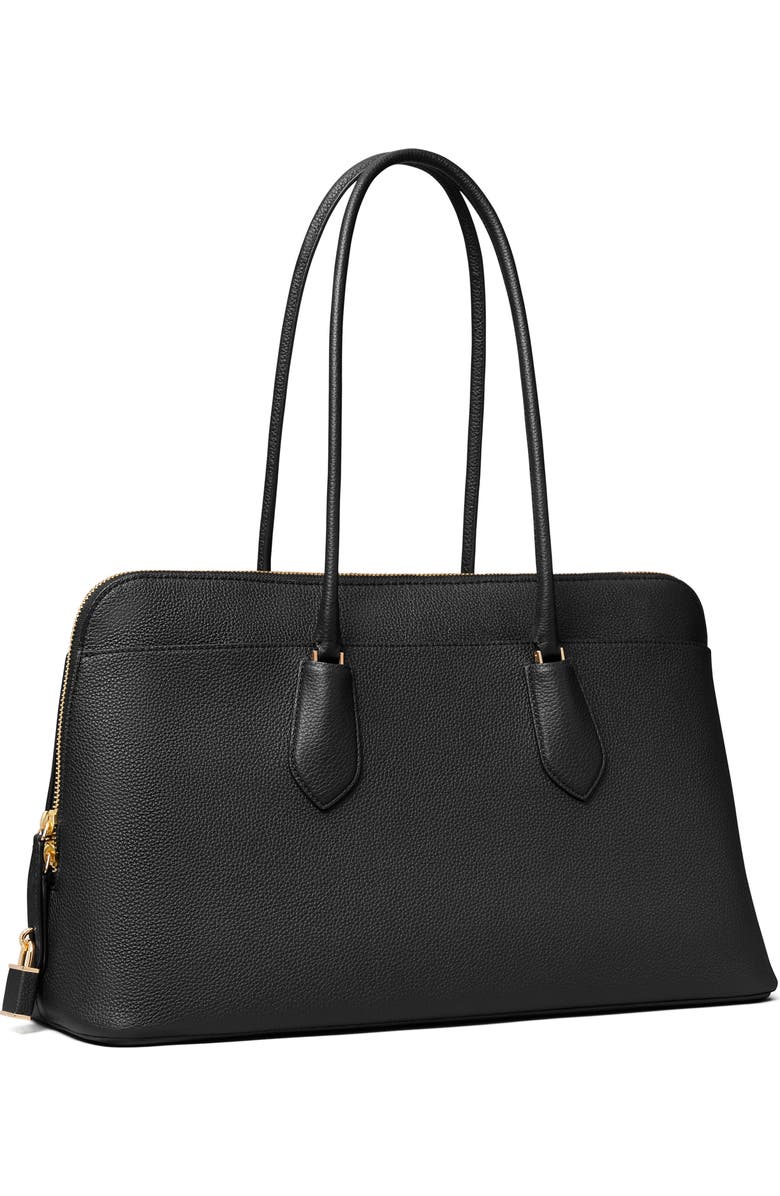 Tory Burch Lock Leather Satchel, Alternate, color, Black