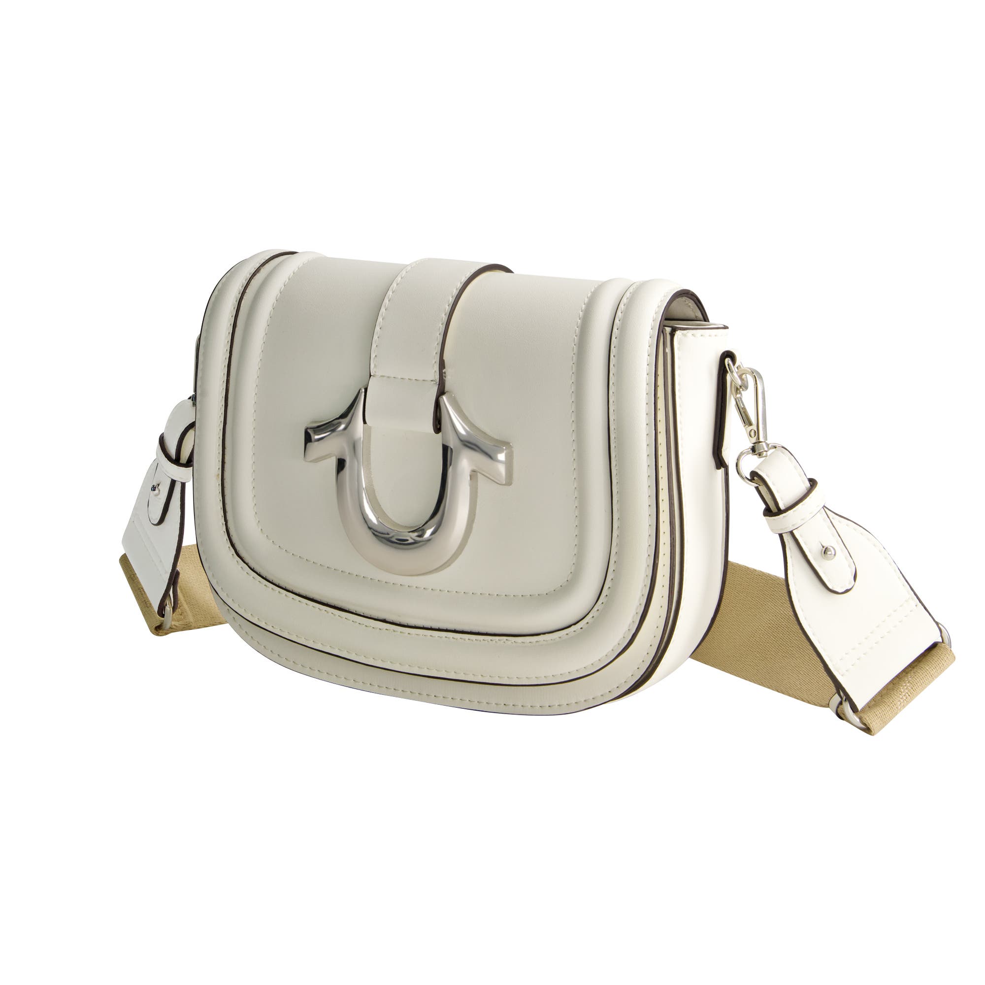 True Religion Saddle Bag with Gold Hardware, Alternate, color, White