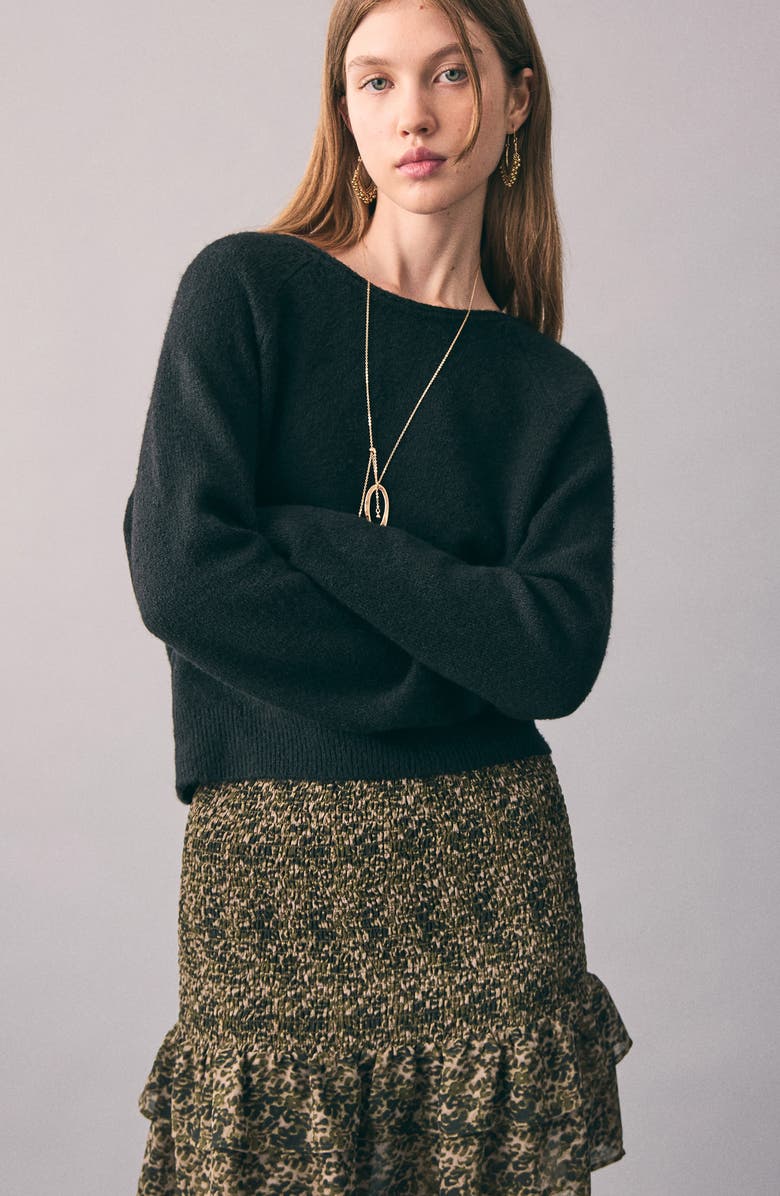 MANGO TEEN Tired Ruffle Print Skirt, Alternate, color, Khaki Green