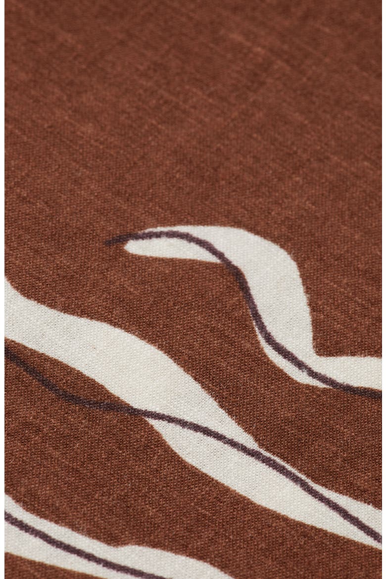 Print Stretch Linen Blend Midi Wrap Skirt, Alternate, color, INKY SUN BROWN