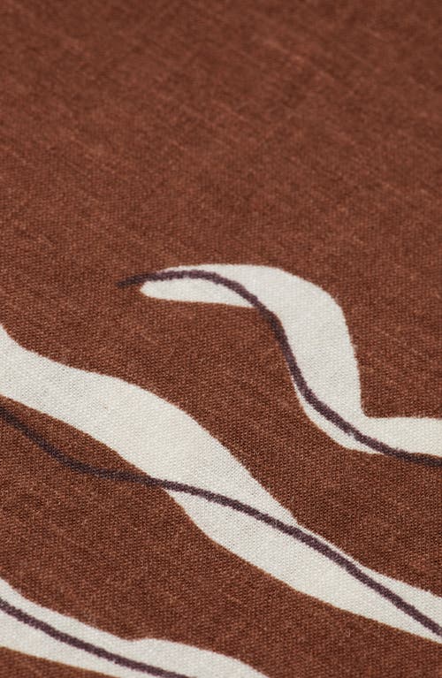 Scotch & Soda Print Stretch Linen Blend Midi Wrap Skirt In Inky Sun Brown