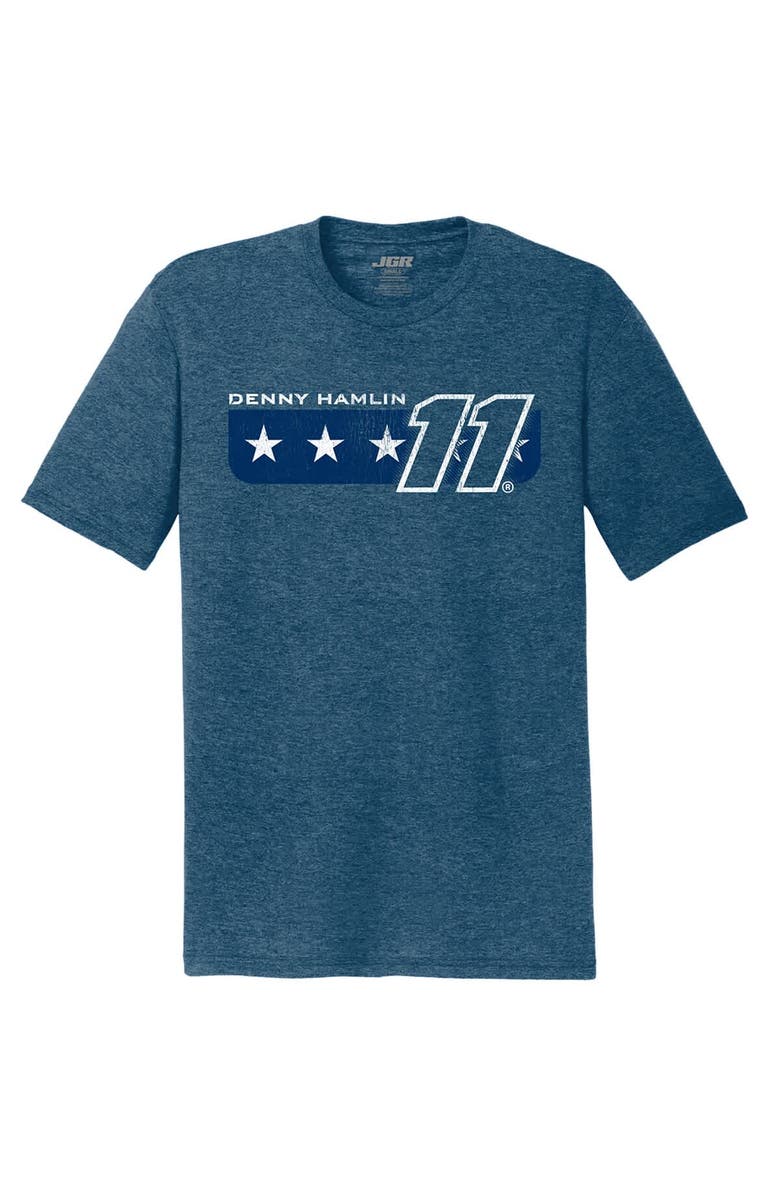 JOE GIBBS RACING TEAM COLLECTION Men's Joe Gibbs Racing Team Collection Heather Navy Denny Hamlin Name & Number Tri-Blend T-Shirt, Alternate, color, Heather Navy