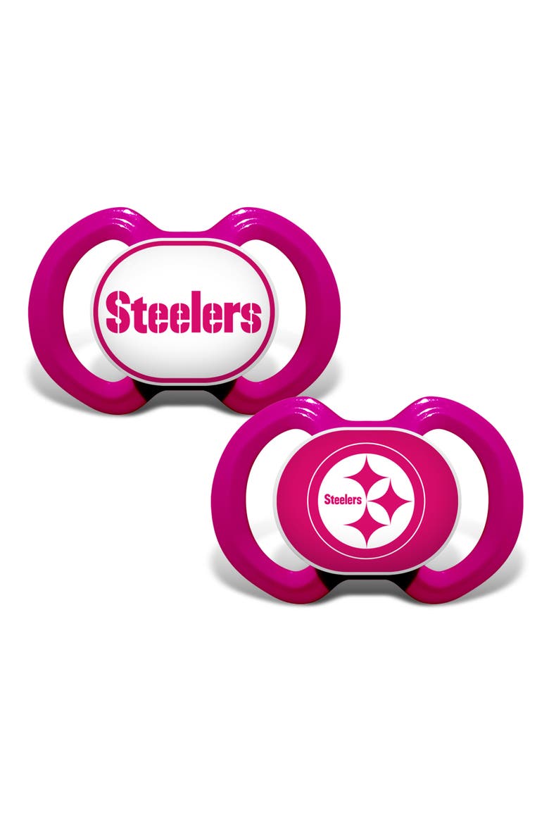 Pittsburgh Steelers Pink Pacifier 2-Pack, Main, color, Multicolor