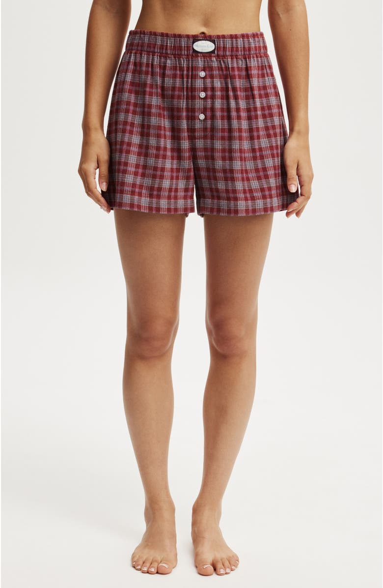 COTTON ON BODY Flannel Boyfriend Boxer Short, Main, color, 