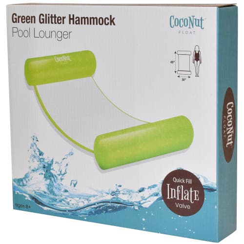 Coconut Float Green Glitter Hammock Pool Lounger 49" X 30" Inflatable Drifter  product
