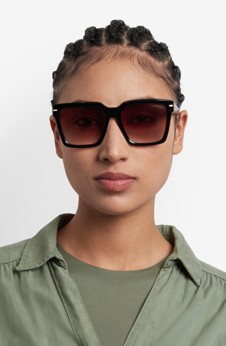 Carrera Eyewear 56mm Gradient Square Sunglasses, Alternate, color, Black White/ Brown Sf