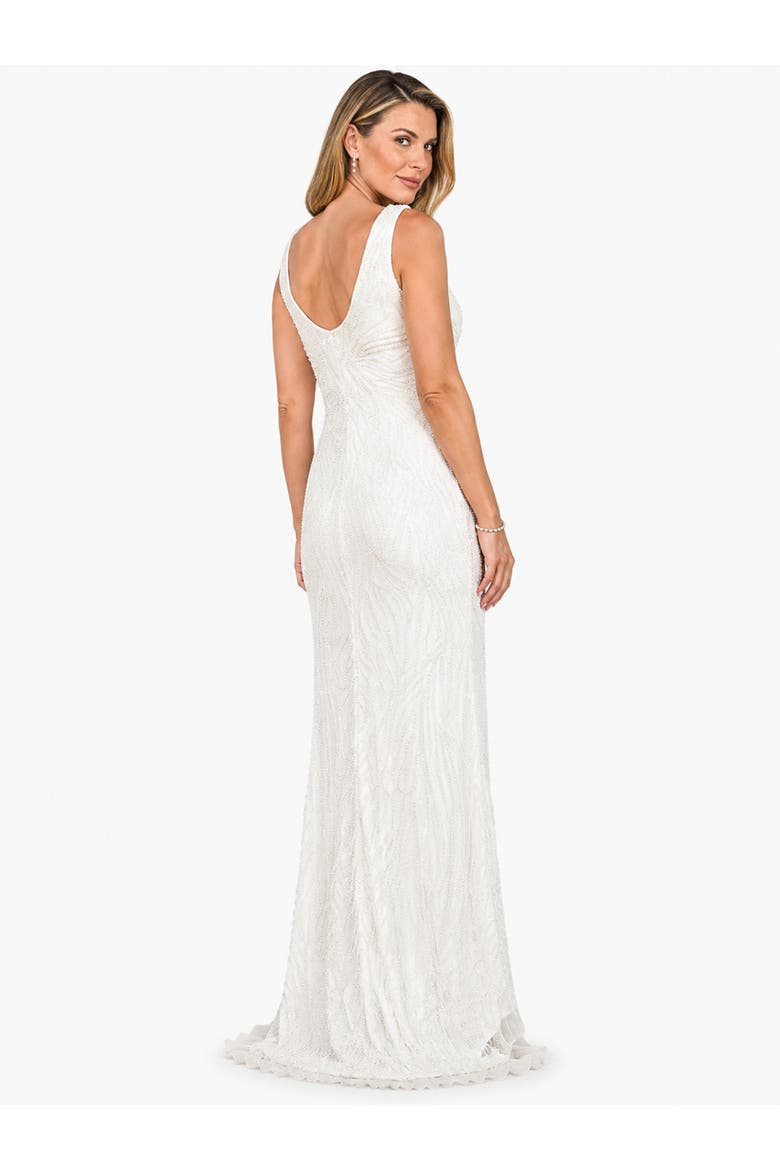Beaded Faux-Wrap V-Neck Bridal Gown, Alternate, color, Ivory