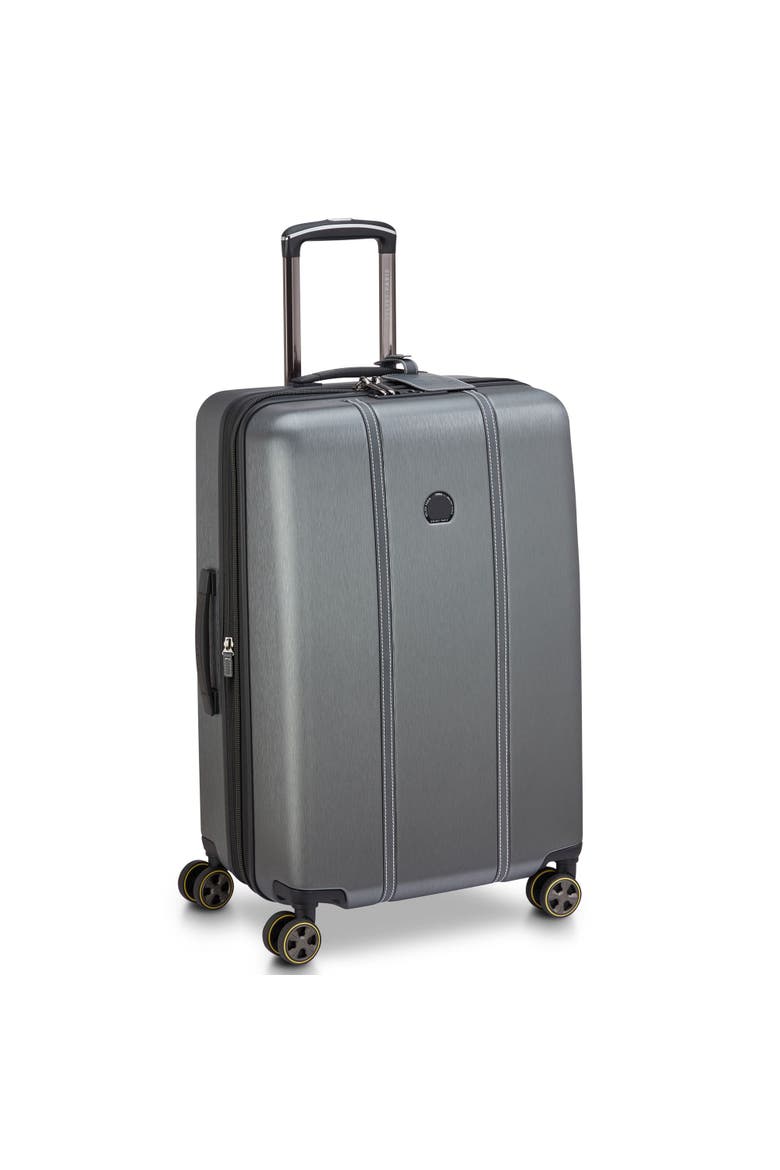Cadence Hardside Expandable 24" Medium Checked Spinner Luggage, Main, color, Brushed Silver