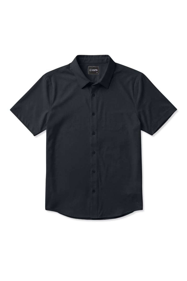 Crossover Performance Short Sleeve Button-Up Shirt, Alternate, color, OBSIDIAN