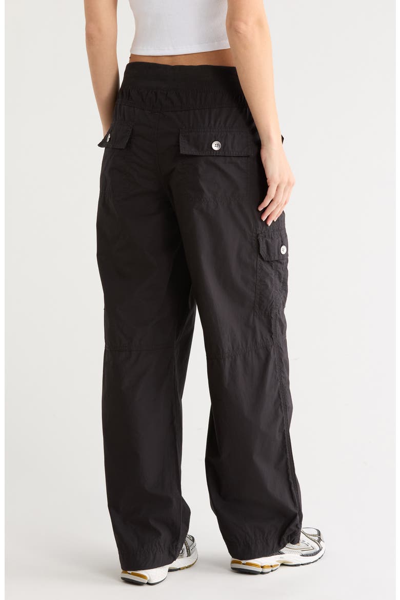 High Waist Straight Leg Cotton Cargo Pants, Alternate, color, BLACK