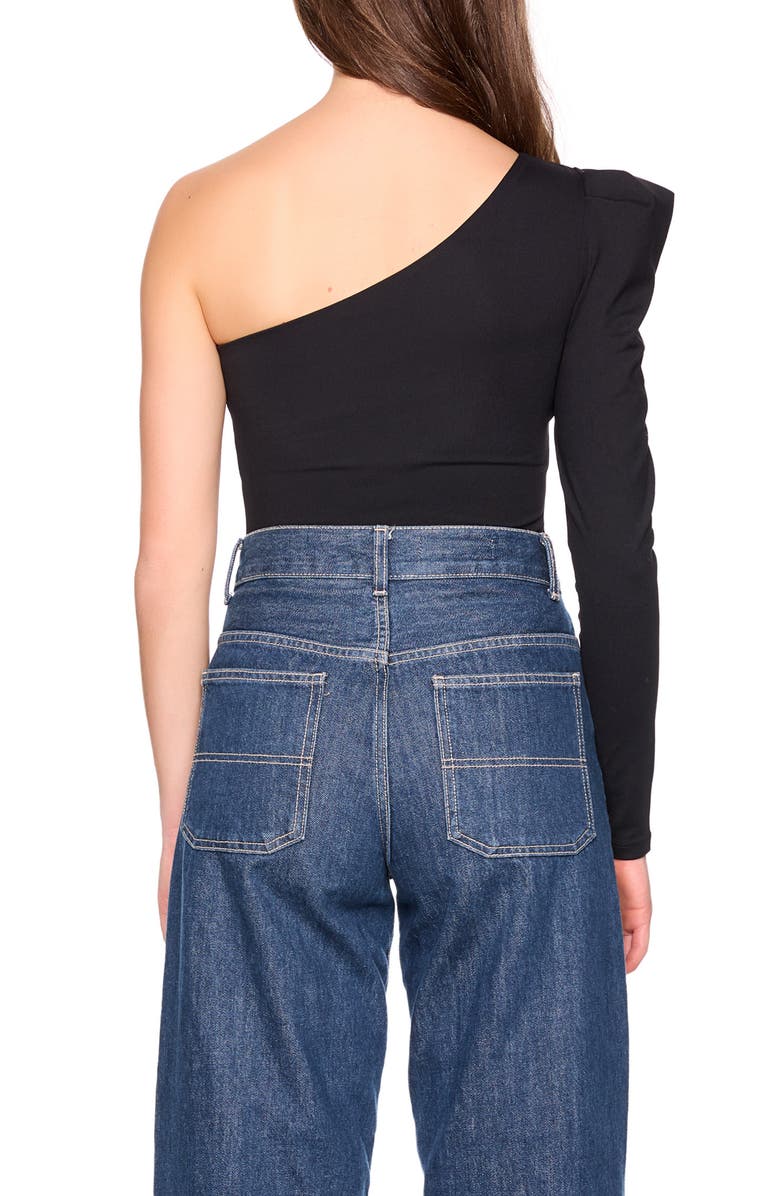 Susana Monaco Pleated One-Shoulder Knit Top, Alternate, color, Black