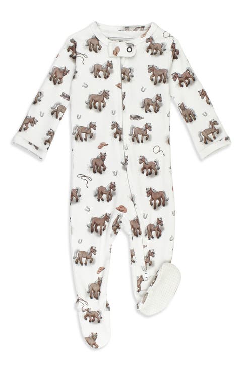 Print Organic Cotton Zip Footie (Baby)