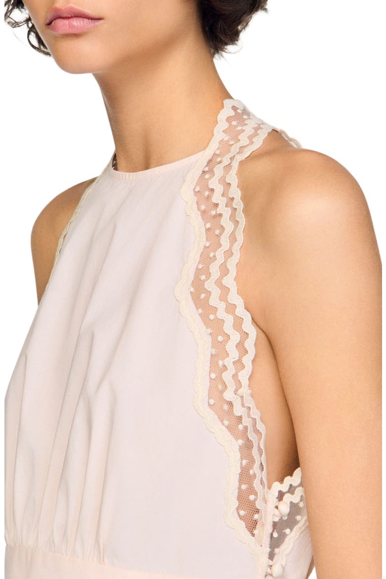 Cotton crop top with lace trim, Alternate, color, Light pink