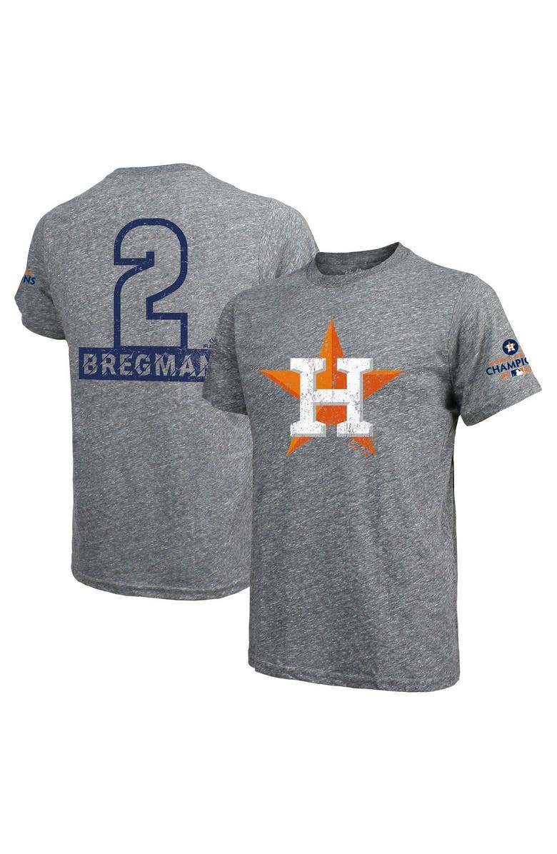 Majestic Threads Men's Majestic Threads Alex Bregman Heather Gray Houston Astros 2022 World Series Champions Name & Number Tri-Blend T-Shirt, Main, color, 