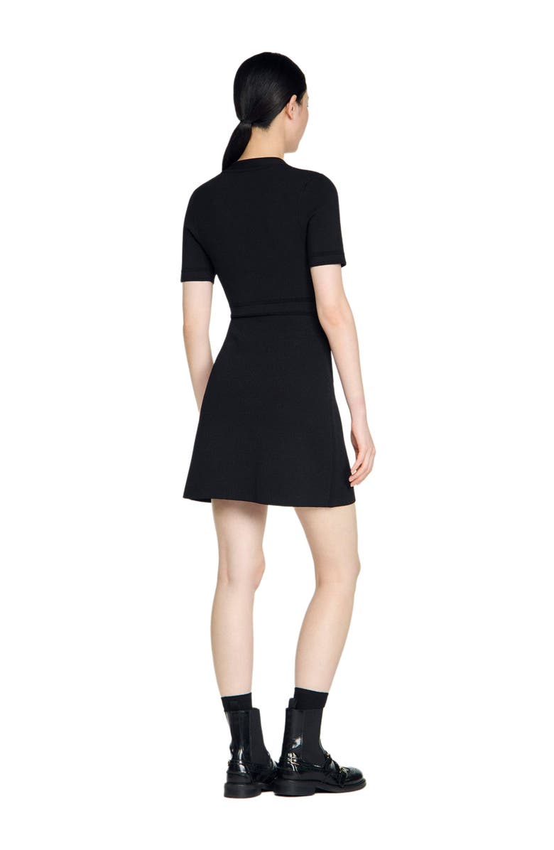 SANDRO Button-up knit short dress, Alternate, color, Black