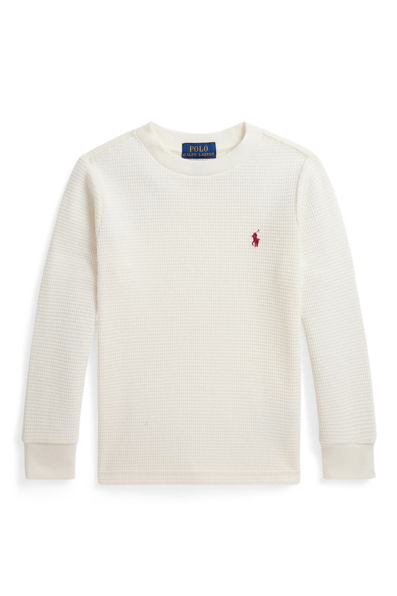 Kids' Long Sleeve Waffle Knit T-Shirt, Main, color, CLUBHOUSE CREAM