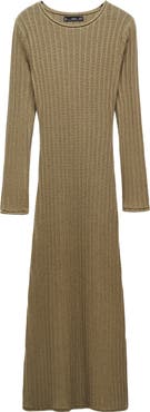 MANGO Long Sleeve Rib Knit Dress