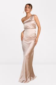 Six Stories One Shoulder Satin Bridesmaid Dress