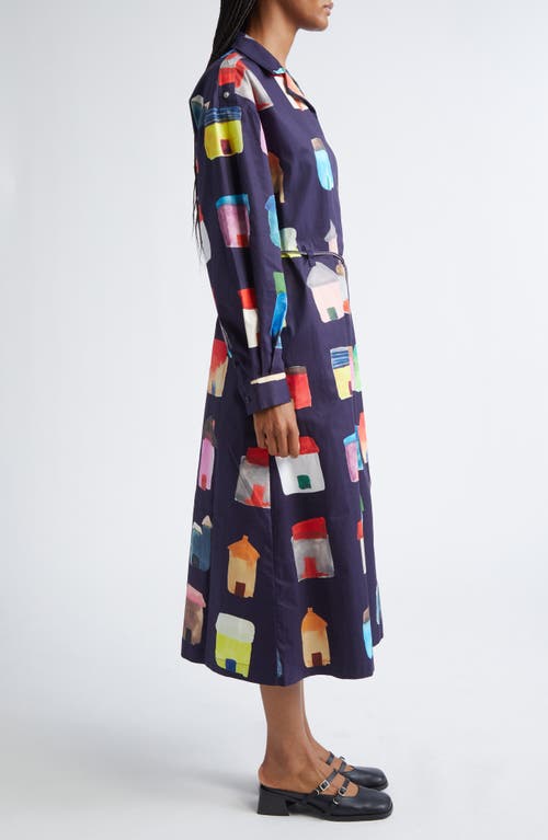 Stine Goya House Print Cotton Shirtdress In Multi