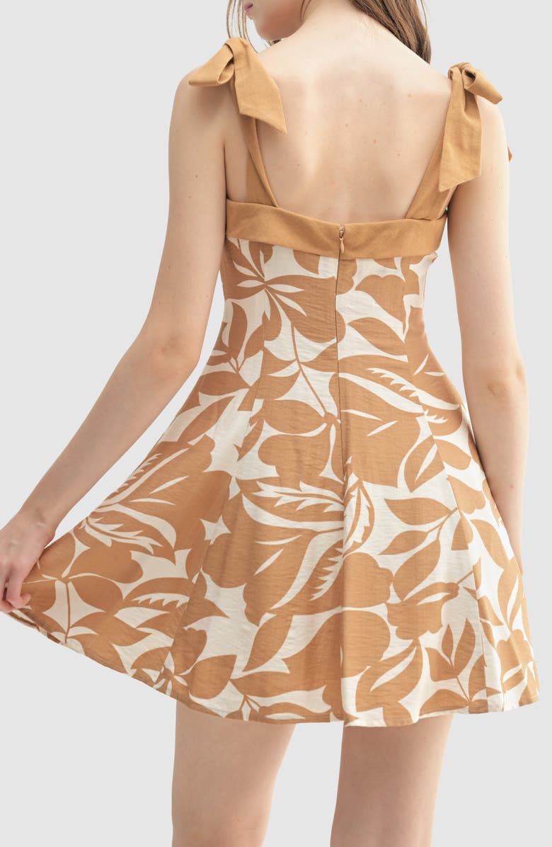 Lush Contrast Shoulder Tie Minidress, Alternate, color, Taupe Cream