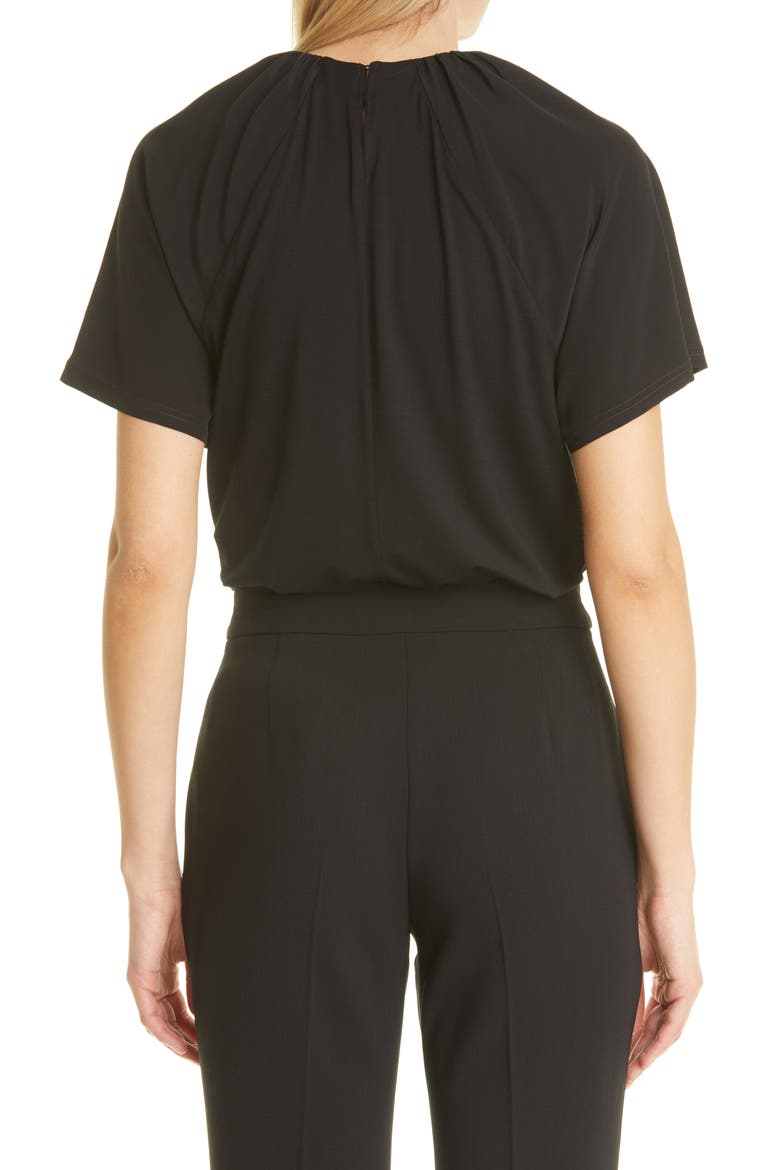 Spezie Gathered Neck Jersey Top, Alternate, color, BLACK