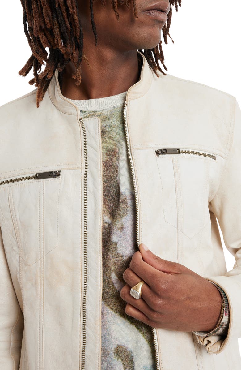 John Varvatos Brando Band Collar Leather Jacket, Alternate, color, 