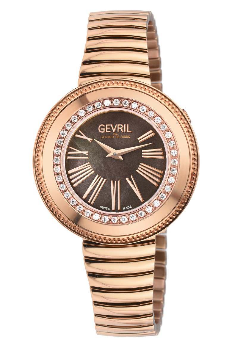 Gandria Diamond Bracelet Watch, 36mm - 0.5ct., Main, color, IP ROSE