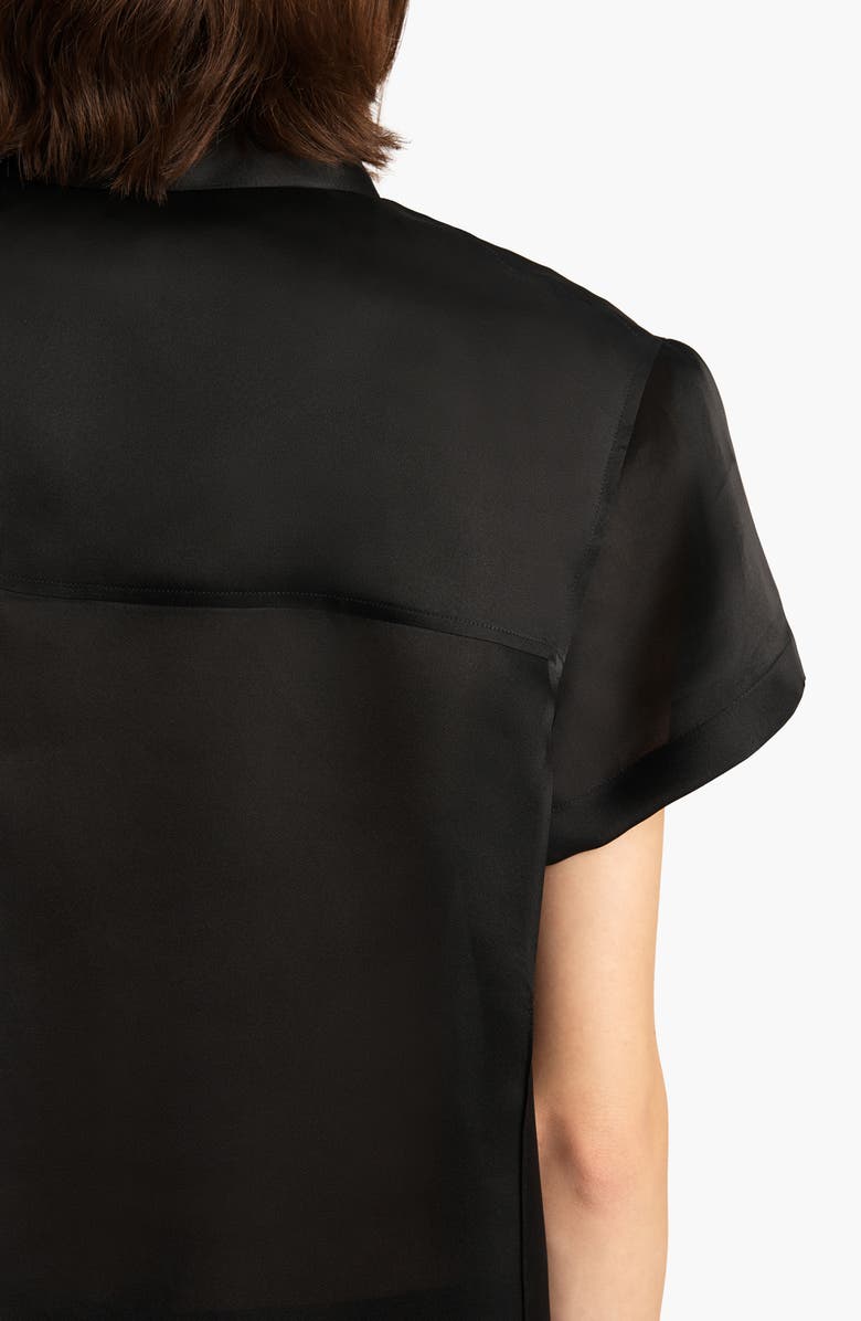 Khaite Keefe Silk Organza Button-Up Shirt, Alternate, color, Black