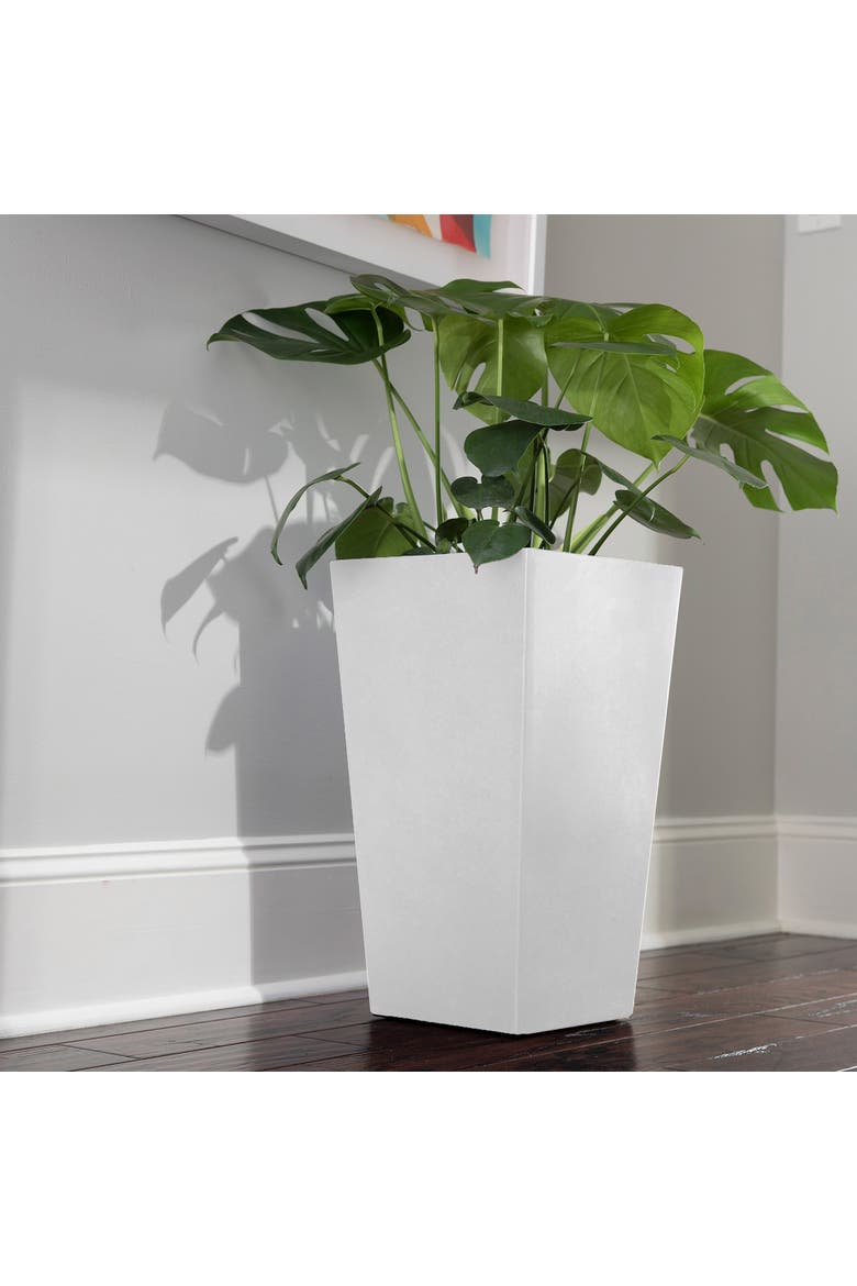 20 Inch Finley Tall Tapered Square Planter, Casper White, Alternate, color, White