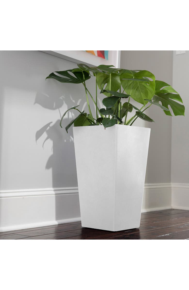 Bloem 20 Inch Finley Tall Tapered Square Planter, Casper White, Alternate, color, White
