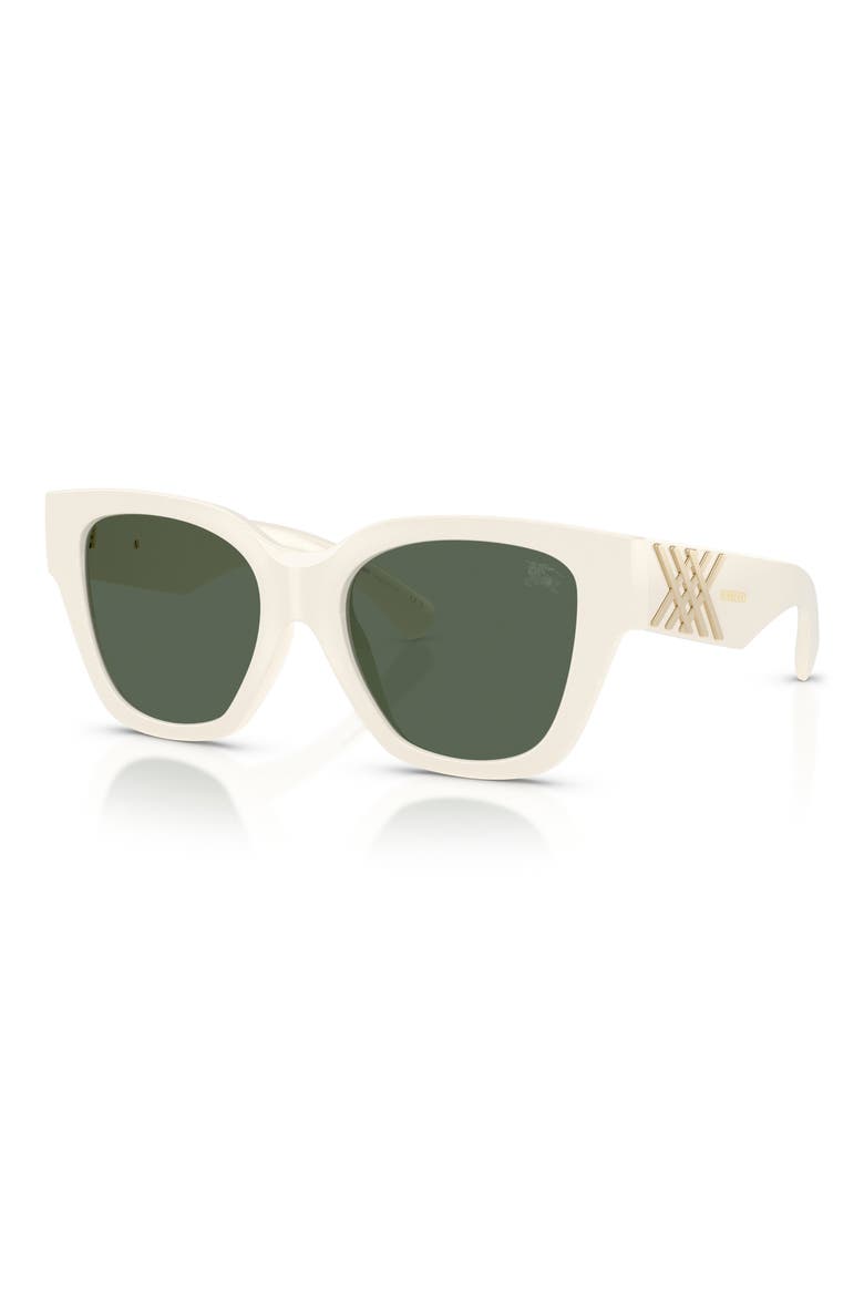 53mm Square Sunglasses, Alternate, color, WHITE / DARK GREEN