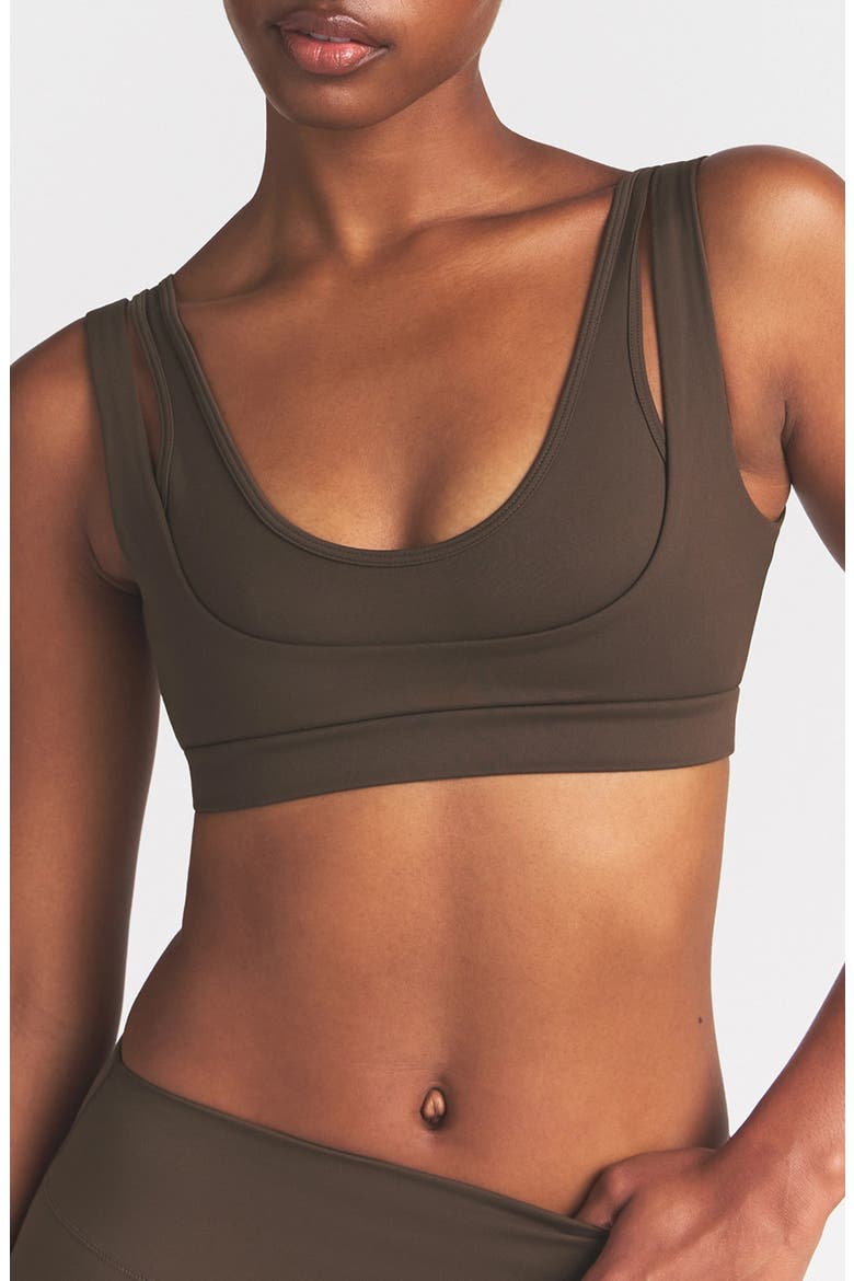 Matte Double Strap Scoop Bra, Main, color, NSKM DARK SEPIA