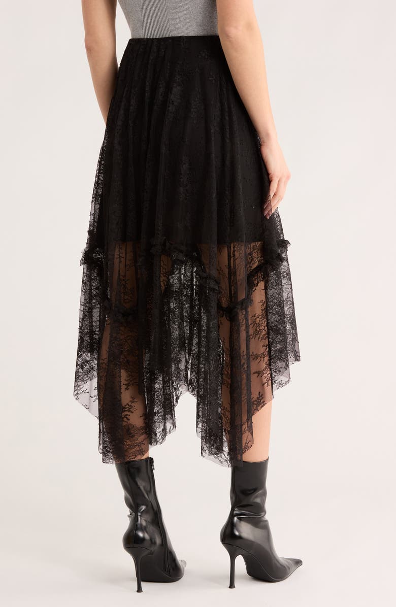 AllSaints Josie Asymmetric Lace Skirt, Alternate, color, Black