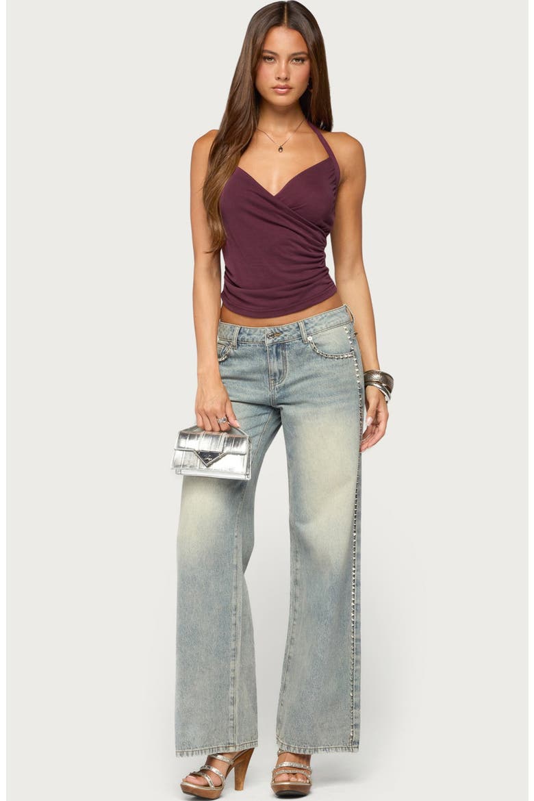 Taile Ruched Wrap Halter Top, Alternate, color, PLUM