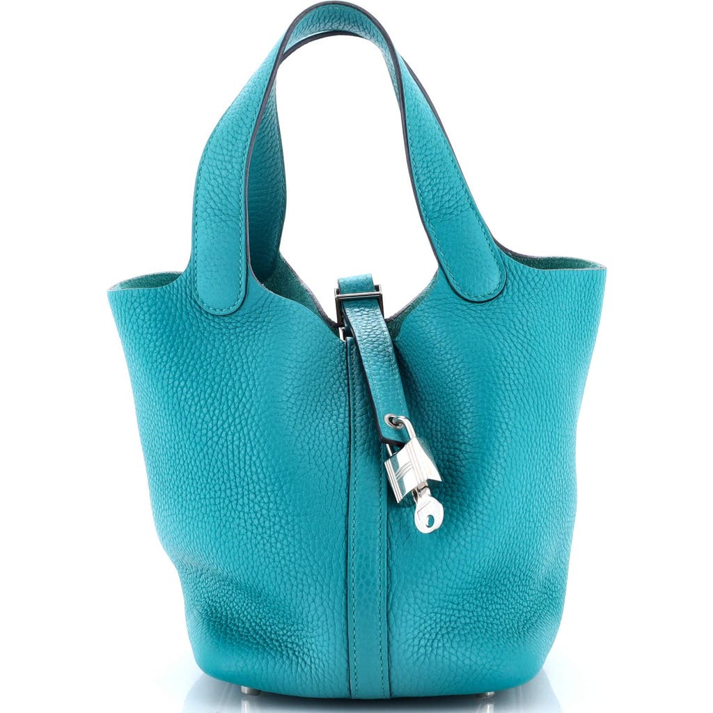 Pre-owned Hermes Hermes Picotin Lock Bag Clemence Pm In Blue