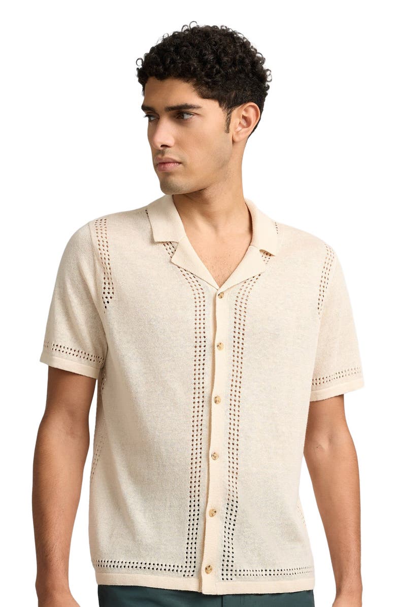 Onia Linen Knit Eyelet Camp Shirt, Alternate, color, 