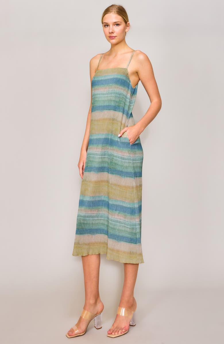 MELLODAY Stripe Crinkled Midi Slipdress, Alternate, color,
