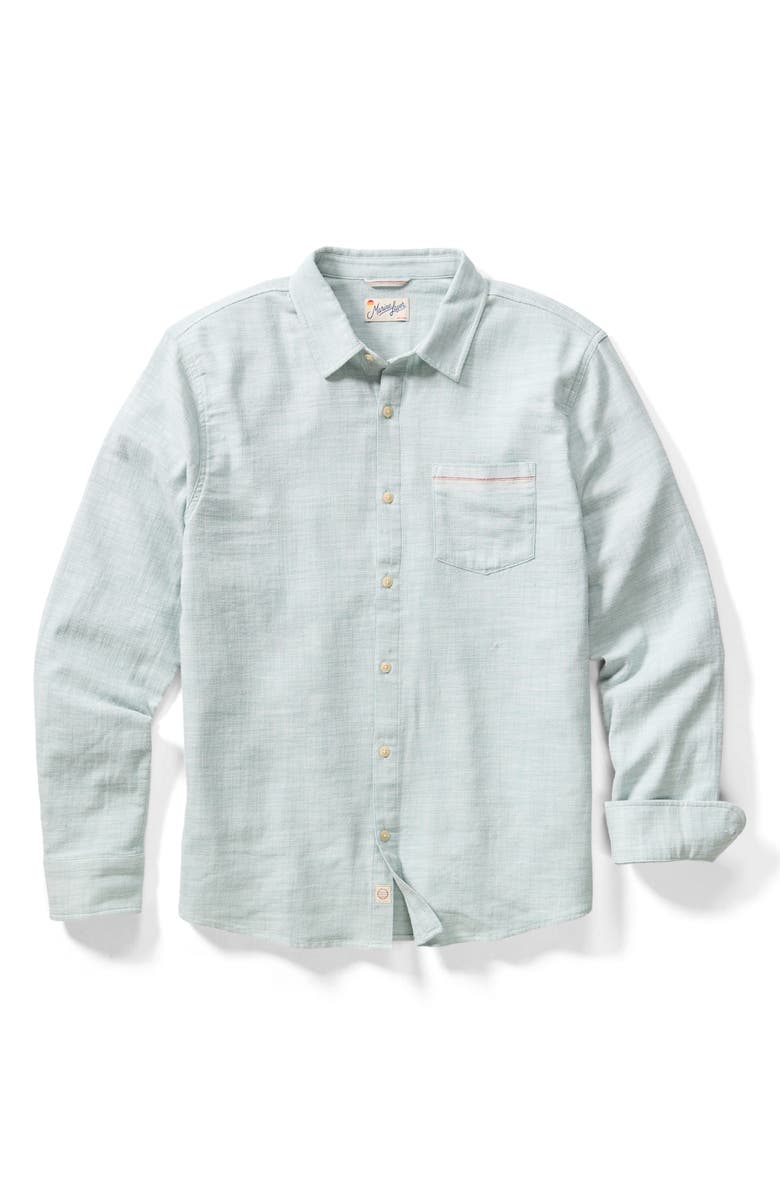 Marine Layer Classic Selvage Stretch Cotton Button-Up Shirt, Alternate, color, Aqua
