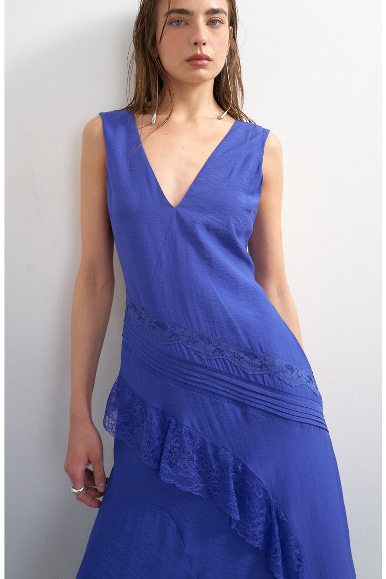 Lace Insert Maxi Dress, Alternate, color, MBLUE