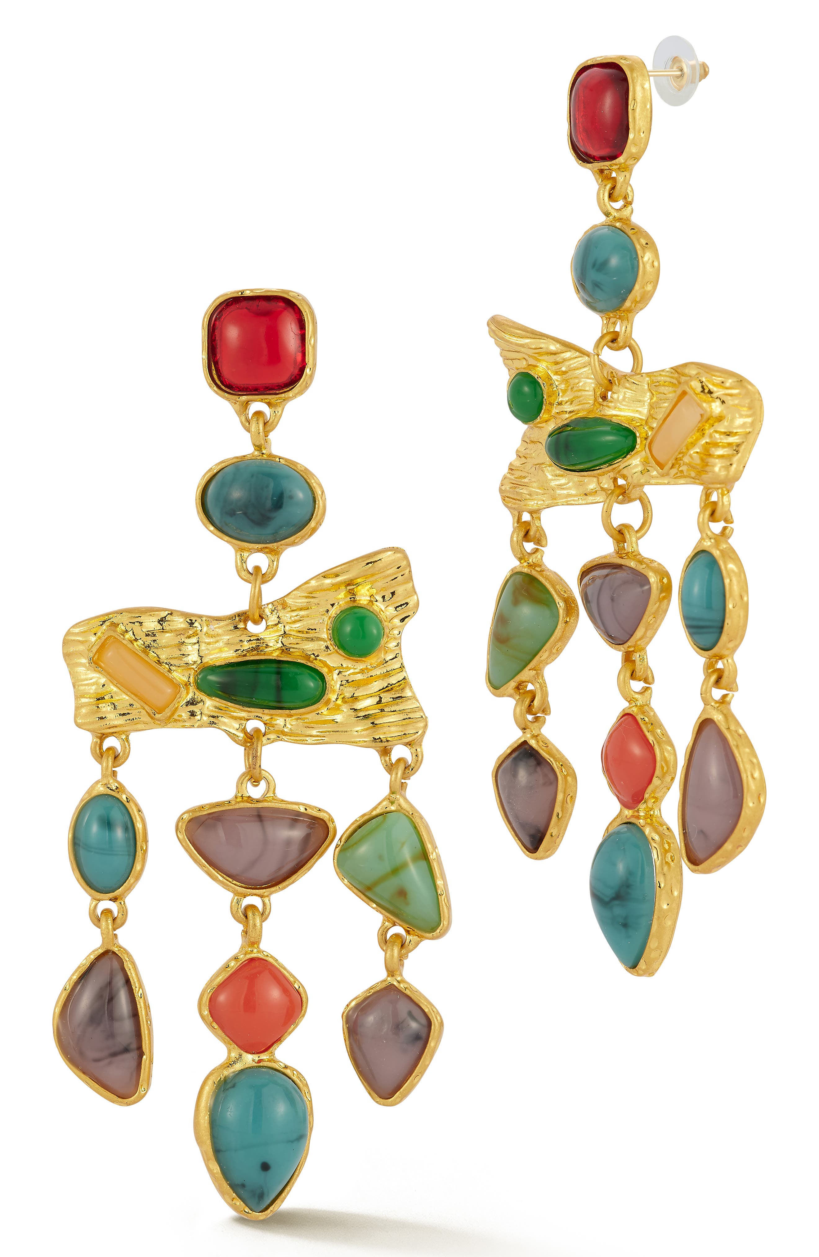 Mixed Resin Stone Statement Drop Earrings
