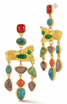 Mixed Resin Stone Statement Drop Earrings