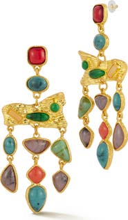 CHLOE AND MADISON Mixed Resin Stone Statement Drop Earrings